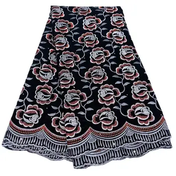 Швейцарская вуалевая кружевная ткань, Африканское кружево с вышивкой, Материал для женских платьев с цветочным рисунком, 5 ярдов