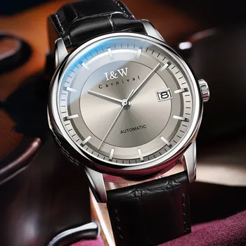Механические часы Carnival Luxury Brand Водонепроницаемое Сапфировое стекло Календарь Кожаные Автоматические Наручные часы Для мужчин 2023 Montre Homme