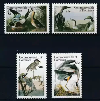 4 шт Почтовая марка Доминика, 1985, Марки с птицами, настоящие оригинальные марки для коллекции, MNH