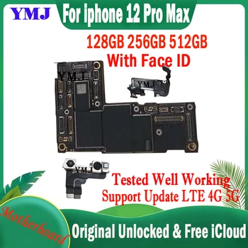 Поддержка обновления LTE 4G 5G для iPhone 12 Pro Max Материнская плата Разблокирована бесплатно iCloud С / БЕЗ Face ID Оригинальная логическая плата 128 ГБ 256 Г