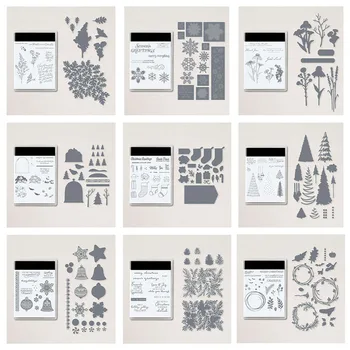 Рождественские металлические режущие штампы и прозрачные штампы для дневника с тиснением 