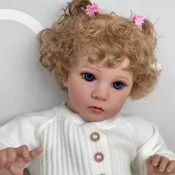 60 см Уже окрашенная готовая кукла Reborn Baby Girl Малыш живой 3D кожа Видимые вены Ручные светлые волосы
