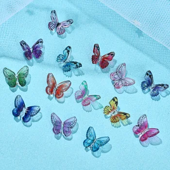 20шт Акриловые украшения для ногтей с бабочками, 3D Летающие красочные Бабочки, украшение для ногтей, аксессуары для маникюрного салона 