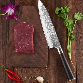 FINDKING Новый японский дамасский нож с ручкой из черного дерева, 8-дюймовый нож шеф-повара, 67 слоев кухонного ножа