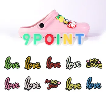 Подвески для обуви из ПВХ с Рисунком Любовного Письма, Цветные Аксессуары для обуви 
