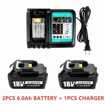 BL1860 Аккумуляторная Батарея 18 V 6000 mAh Литий-ионная с Зарядным устройством для Makita 18v Battery 6ah BL1840 BL1850 BL1830 BL1860B LXT400