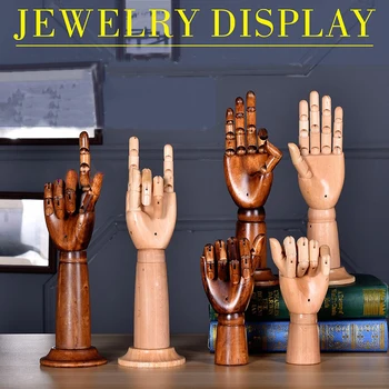 Деревянный манекен ручной дисплей для ювелирных аксессуаров эскиз ручной формы манипулятор ожерелье кольца дисплей реквизит
