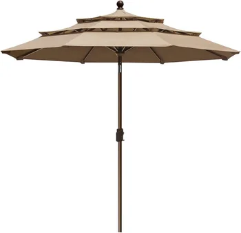 EliteShade США 10-Летний Не Выцветающий Зонт Sunumbrella 9 футов 3 Яруса Рыночный Зонт Патио Зонт Настольный зонт на открытом воздухе