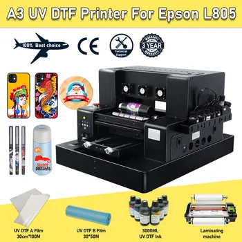 УФ DTF принтер A3 Для Epson L805 УФ DTF Наклейка Печатная машина A3 УФ impresora Для Акриловой бутылки Деревянный Металлический