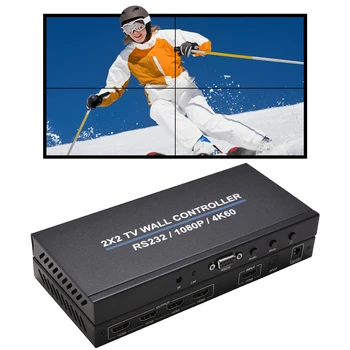 4k 60hz 2x2 HDMI Видеостена Контроллер ТВ-Сплайсер Multiviewer HD 1080p Четырехэкранная Коробка Для Сращивания 1x2 1x3 1x4 с Большим Экраном