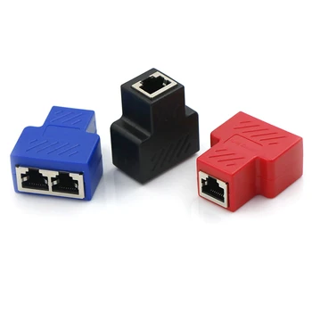Адаптер-разветвитель RJ45 От 1 до 2 сетевых разъемов Dual LAN Ethernet, адаптер-разветвитель для сварки печатных плат, синий, черный, красный