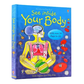 Загляни внутрь своего тела Английская 3D Книга с откидной крышкой Детские Развивающие Книжки с картинками Детская Книга для чтения