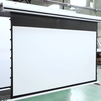 Высококачественный 110-дюймовый фронтальный материал 16: 9 4K, новый тип Центральной системы управления, Моторизованные экраны для проектора с натяжением язычков