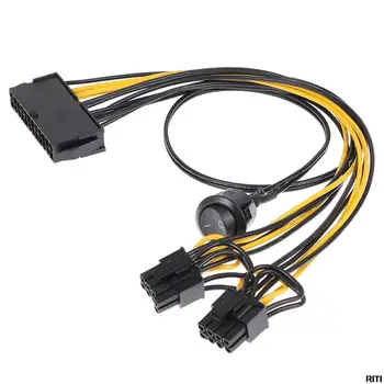 Блок питания ATX 24Pin К Двойному 6 + 2-контактному 8-контактному кабелю с переключателем включения-выключения 6Pin 8Pin Штекерному кабелю питания 24-контактной видеокарты