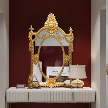 Винтажное Зеркало для ванной, Эстетичное Зеркало для Детской Комнаты в стиле Бохо Для девочек, Напольное Волнистое Зеркало Big Baby Standing Gold Specchio Wall Decor YYY35XP