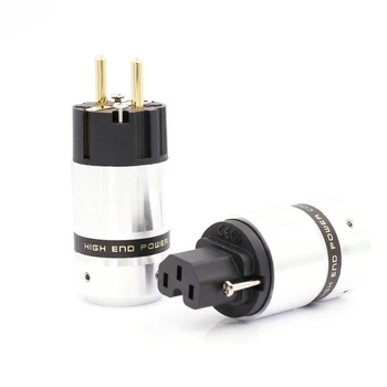 Audiocrast High End Разъем-розетка IEC 24K Позолоченный Штекер питания EUR Schuko для кабеля питания DIY