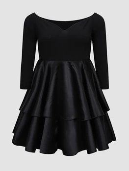 Женское платье Finjani размера Плюс, однотонное черное модное платье с глубоким вырезом, осень-зима 2023, Новые элегантные платья