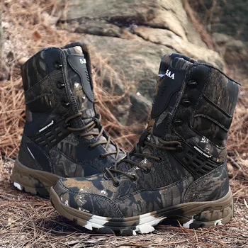 Горячие камуфляжные водонепроницаемые тактические ботинки Больших размеров, мужские нескользящие резиновые военные кроссовки высокого качества, армейские ботинки Botas tacticas