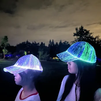 Ночная светящаяся волоконно-оптическая бейсбольная кепка со светодиодной подсветкой для вечеринок, музыкальных фестивалей и хип-хопа -унисекс