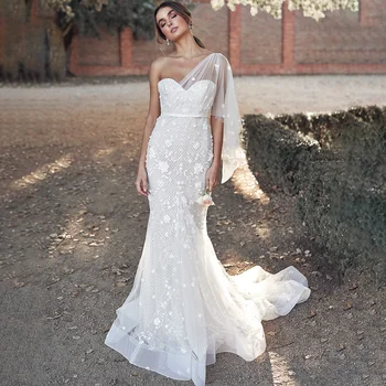 Сексуальное свадебное платье Русалки без рукавов с вырезом лодочкой без бретелек 2022, кружевные аппликации с открытой спиной, Vestido De Novia, сшитое на заказ