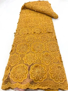 Высококачественная трехмерная хлопчатобумажная ткань с вышивкой, модная ткань для одежды чонсам с блестками, 5 ярдов