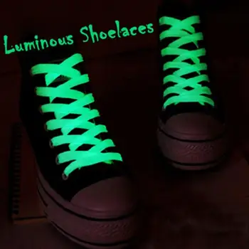 5 Цветов Светящиеся Шнурки На плоской подошве, Подходящие Для любой обуви, Флуоресцентные Шнурки Для Вечеринок, ночных Пробежек, Унисекс, Шнурки 1 Пара