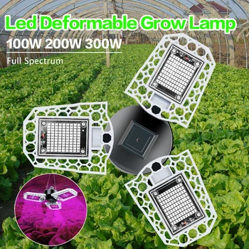 Тепличная Светодиодная Фитолампа E27 LED Grow Light Полный Спектр Фитолампы для растений, Система выращивания Гидропоники, Лампа 100 Вт 200 Вт 300 Вт