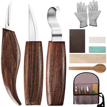 KUNLIYAOI 10-в-одном нож для разделки грецкого ореха перчатки нож для резки дерева соскабливающий нож для дерева ложка нож набор для деревообработки