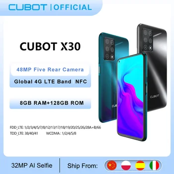 Смартфон Cubot X30 Глобальная версия Мобильного телефона 48 Мп С пятью Камерами 32 Мп Селфи 8 ГБ + 128 Гб NFC 6,4 
