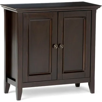 переходный низкий шкаф для хранения шириной 32 дюйма из орехово-коричневого цвета для гостиной, прихожей и семейной комнаты