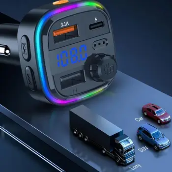 Автомобильный Bluetooth 5,0 FM-передатчик Аудиоадаптер USB Автомобильный Беспроводной Быстрый Комплект динамиков 3.1A MP3-плеер громкой связи Зарядное устройство X0B5