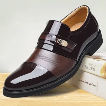 Роскошные Брендовые Модные Мужские Лоферы из искусственной кожи, черные туфли-Оксфорды с острым носком, Дышащие Официальные свадебные туфли Zoxoco