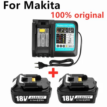 100% оригинальная Аккумуляторная Батарея BL1860 18V 6000mAh Литий-ионная для Makita 18v Battery BL1840 BL1850 BL1860B LXT400 + Зарядное устройство
