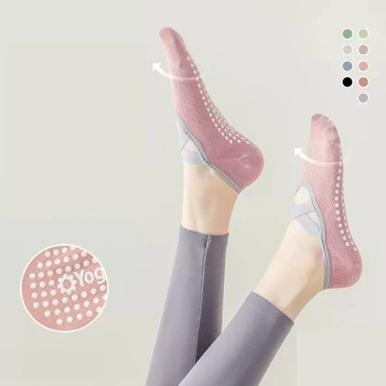 Носки для йоги, Женские хлопковые Профессиональные нескользящие силиконовые Носки для фитнеса, начинающих, Пилатес, Спортивные носки 2023