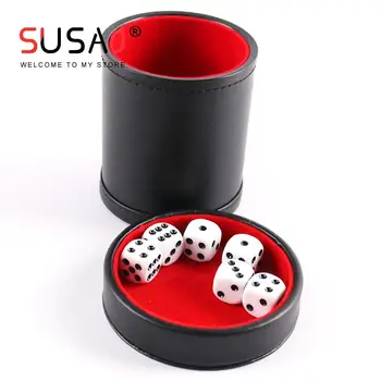 Двухслойные кубики для игры в кости Черный PU Красный фланелевый кубик для игры в кости с игровыми принадлежностями 6 шт.