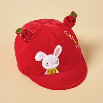 Бейсболки для детей из 100% хлопка, детская шапочка с кроликом, детская шапка с мягкими полями и рисунком из мультфильма, Модные шапки для маленьких мальчиков и девочек 0-6 месяцев