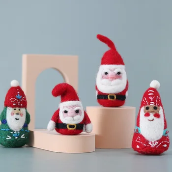 Дед Мороз Ручной работы, Кукла Санта Клаус, игрушка Ручной работы из шерстяного войлока, Рождественская елка, украшение для дома для детей, детский подарок