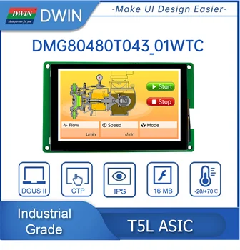 DWIN 4,3 Дюйма, Разрешение 480 * 800 пикселей, 262 Тыс. цветов, IPS-TFT-LCD, Широкий угол обзора С конформным покрытием