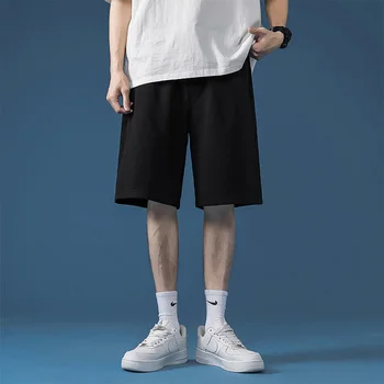 Летние Спортивные шорты Мужские Тонкие Молодежные Студенческие Свободные Прямые Универсальные брюки с 5 точками, Баскетбольные повседневные брюки для бега