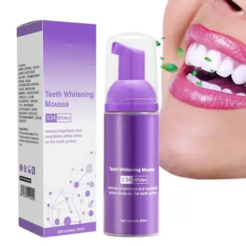 V34 Пенка для отбеливания зубов 50 мл Ультратонкий Мусс для удаления пятен, Освежающий дыхание, Гигиена полости рта, Зубная паста