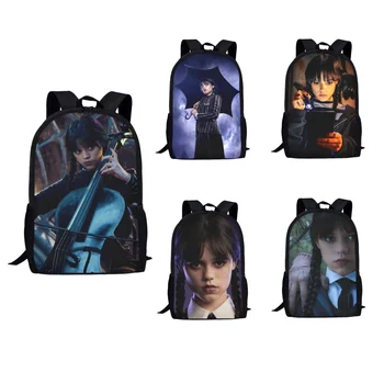 Школьные сумки с принтом Wednesday Addams для девочек-подростков, 17-дюймовые большие рюкзаки для студенток, Принадлежности для детских книг, подарок