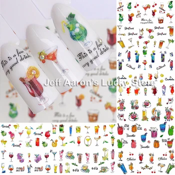12 Листов Коктейльных водоотталкивающих наклеек для ногтей, наклейки для маникюра, наклейки для ногтей, Художественные украшения, Инструмент, Дизайн фруктовых соков