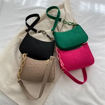 Модная Женская сумка в Корейском стиле, Подмышечная сумка на одно плечо, Подмышечная сумка, Однотонные Простые Повседневные Сумки, Женская сумка
