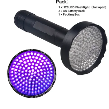 TMWT 128 УФ светодиодный фонарик черного света 395nm Ультрафиолетовый детектор черного света для охоты на скорпионов， Собачья моча и постельные клопы