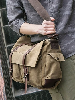 Сумка через плечо холщовая уличная мужская сумка через плечо Многофункциональные ретро-сумки Холщовые сумки-мессенджеры для отдыха