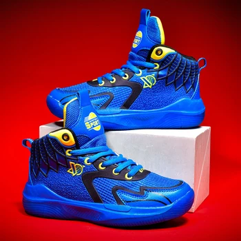 Новая брендовая детская баскетбольная обувь для мальчиков, нескользящая детская обувь на толстой подошве, Студенческая баскетбольная обувь, Размер 31-40