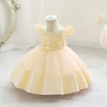 Детское платье Платье принцессы для девочек, Свадебное платье на Первый день рождения ребенка, Вечернее платье для девочек, Платье с цветочным узором для девочек