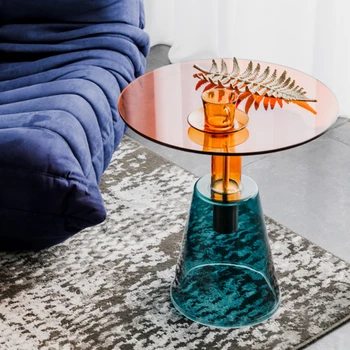 Дизайнерский круглый стеклянный журнальный столик, современный круглый журнальный столик, роскошные стеклянные журнальные столики, мебель для гостиной