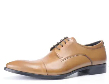 Новая модная мужская обувь с острым носком, повседневная обувь из натуральной кожи с высоким берцем на шнуровке, деловая обувь