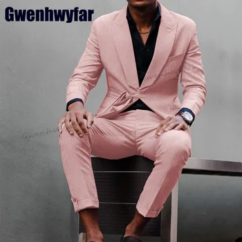 Gwenhwyfar, 2 предмета, Мужские костюмы, Новейший Дизайн, Праздничная одежда с Поясом, Модный Костюм для Мужчин, Блейзер с Отворотом, Комплекты, veste costume